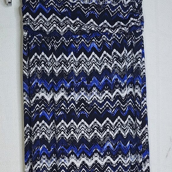 AB Studio Black White Royal Mixed Pattern Ruched Waist Poly Span Maxi Skirt XL - Picture 2 of 16